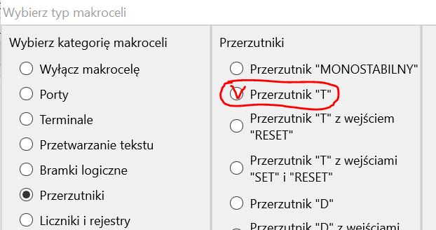 wybór przerzutnik T