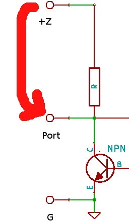 na porcie 0V - logiczna 1